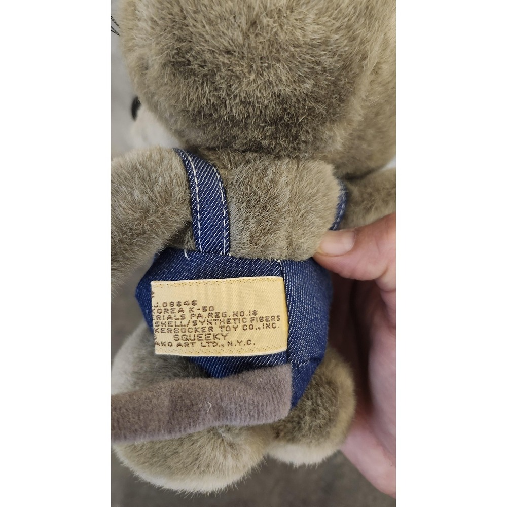 Applause Gray Mouse Plush Stuffed Animal Toy Denim Overalls Hat Big Ears Cute‎ - Picture 6 of 11